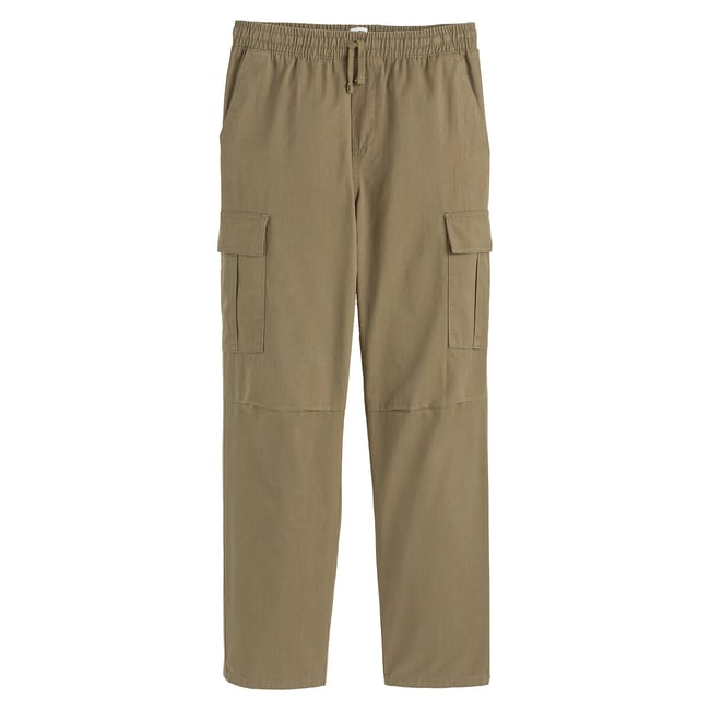 Spodnie cargo z mieszanki bawełny khaki LA REDOUTE COLLECTIONS