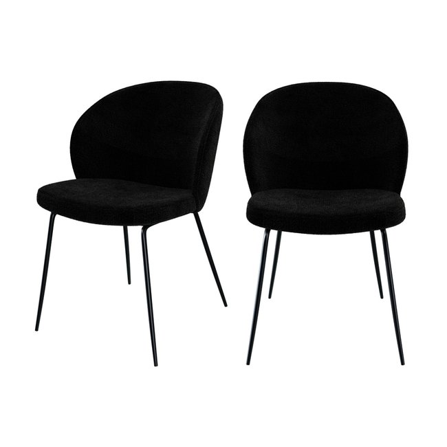 Lot de 2 chaises en tissu bouclette et pied en métal - GROOM - RENDEZ-VOUS DÉCO