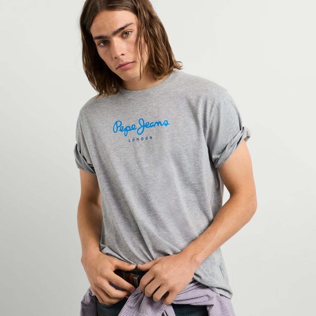 T-Shirt Coupe Regular Avec Logo gris chine <span itemprop=