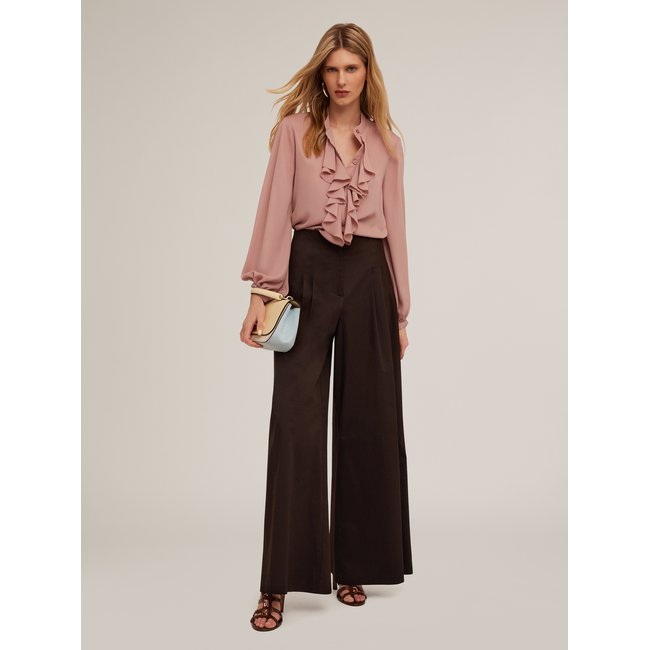 Chemise en crêpe uni rose <span itemprop=
