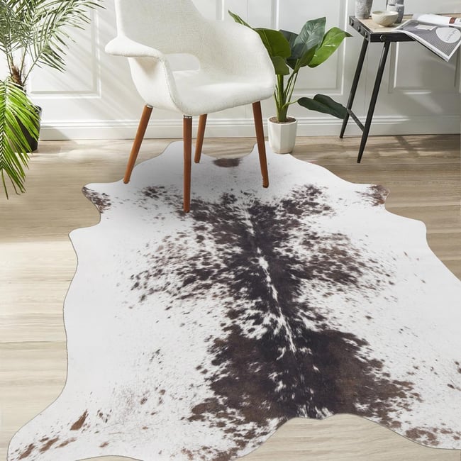 Tapis kilim tissé motif faux uni ART COW Couleur blanc, marron <span itemprop=