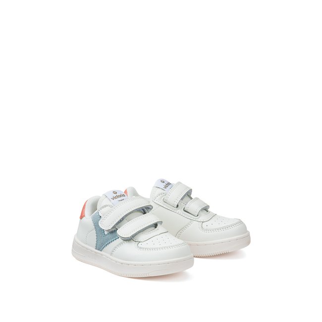 Zapatillas con tiras autoadherentes blanco/azul claro <span itemprop=