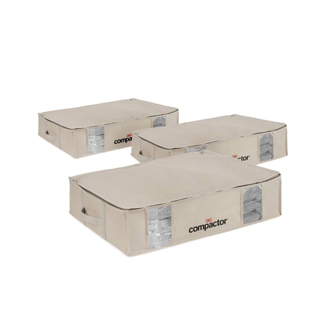 COMPACTOR - Lot 3 housses rangement sous vide L - 65 x 45 x H.15.5 cm - Beige - COMPACTOR