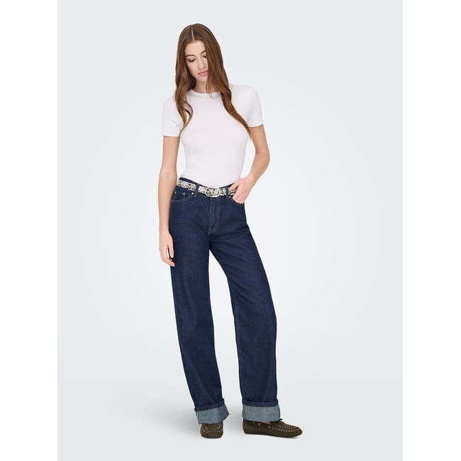 Jeans a gamba larga con risvolti dark blue denim ONLY