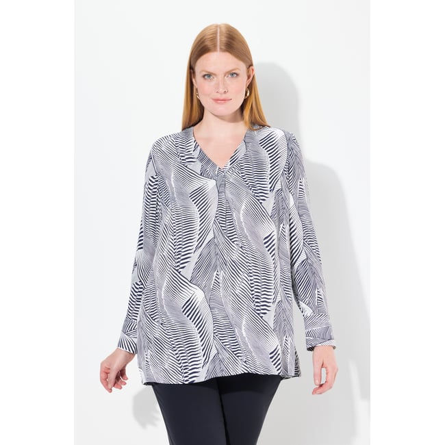 Tunique en satin à manches longues marine <span itemprop=