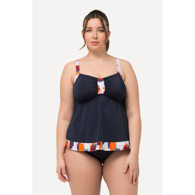 Tankini à bonnets souples. Bretelles marine <span itemprop=