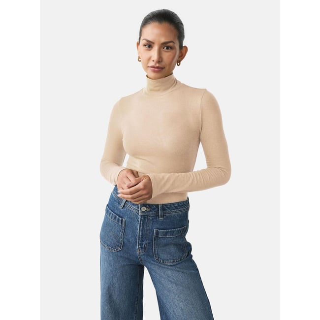 Haut manches longues en tencel™ écru <span itemprop=
