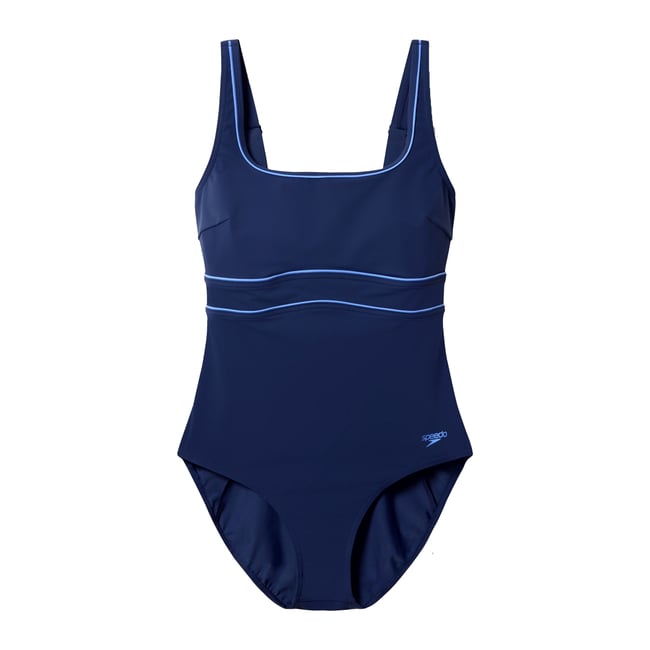 Maillot de bain 1 pièce à bretelles ajustables SOLID CONTOUR ECLIPSE bleu marine <span itemprop=
