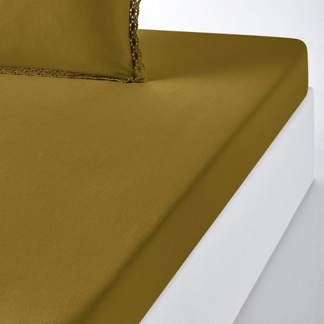Alhambra 100% Washed Cotton Fitted Sheet, bronze, LA REDOUTE INTERIEURS