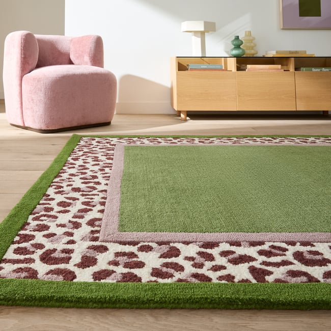 Tapis en laine, JAMARI Couleur vert <span itemprop=