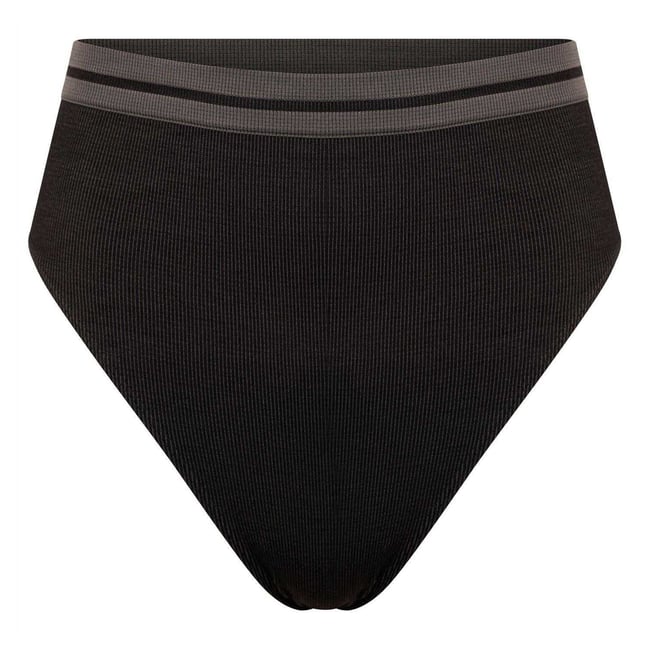 Bas de maillot de bain à taille haute motif/style rayure contrastée DON'T SWEAT IT noir <span itemprop=