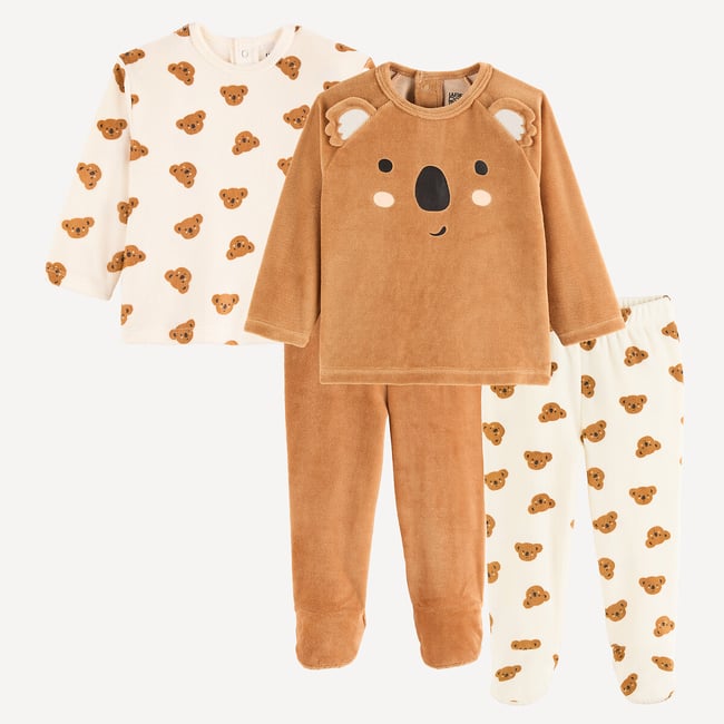 Set di 2 pigiami a due pezzi in velluto, con motivo con koala blu + rosa + ecru LA REDOUTE COLLECTIONS