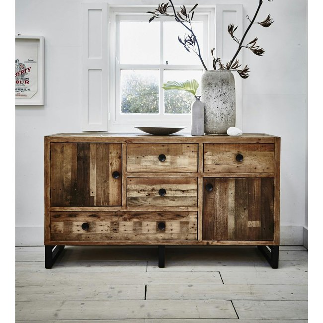 Buffet enfilade en bois recyclé BRISBANE Couleur bois naturel <span itemprop=