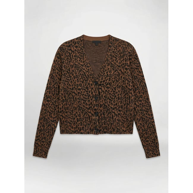 Strickjacke MOIRA mit V-Ausschnitt und Leopardenmuster leopardenmuster <span itemprop=