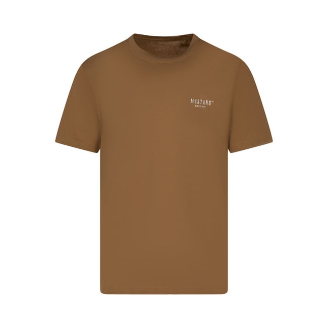 T-shirt en coton camel uni avec une coupe droite et un col rond camel <span itemprop=