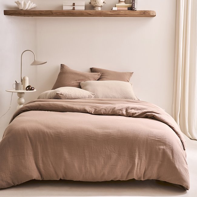 Housse de couette unie en gaze de coton lavée, TENDRESSE - ESSIX