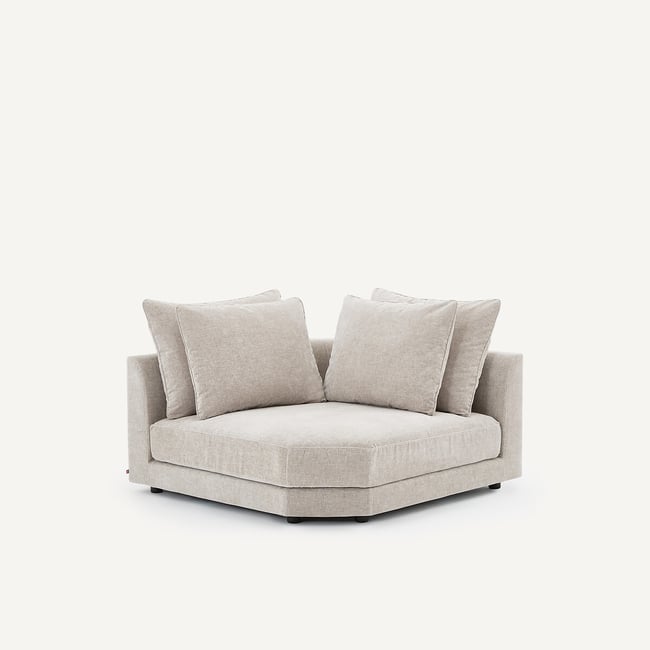 Canapé d'angle modulable en velours chenille, TIBERIO Couleur gris clair <span itemprop=