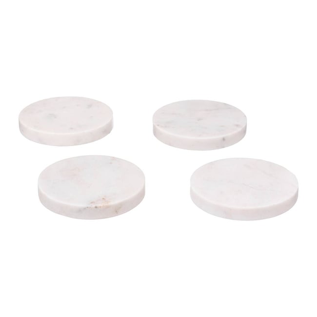 Lot de 4 dessous de verre en marbre MARBRE Couleur blanc <span itemprop=