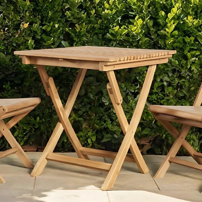 Table jardin pliante carrée Janis naturel <span itemprop=