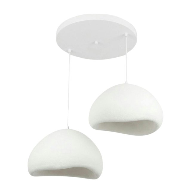 Suspension blanche design organique 2 abat-jour NOXIS Couleur blanc <span itemprop=
