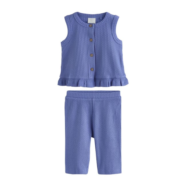 Haut côtelé et pantalon large bébé, 2 pièces bleu <span itemprop=