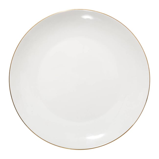 Lot de 6 assiettes plates en céramique PETIT SALON Couleur blanc <span itemprop=