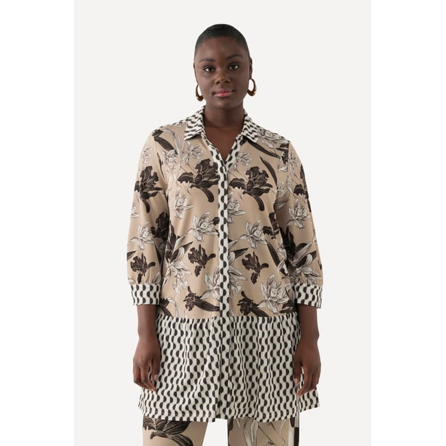Tunique en tissu fluide slinky beige <span itemprop=