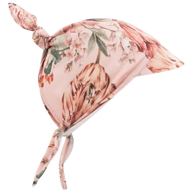 Casquette bandana bébé en bambou ELODIE rose <span itemprop=