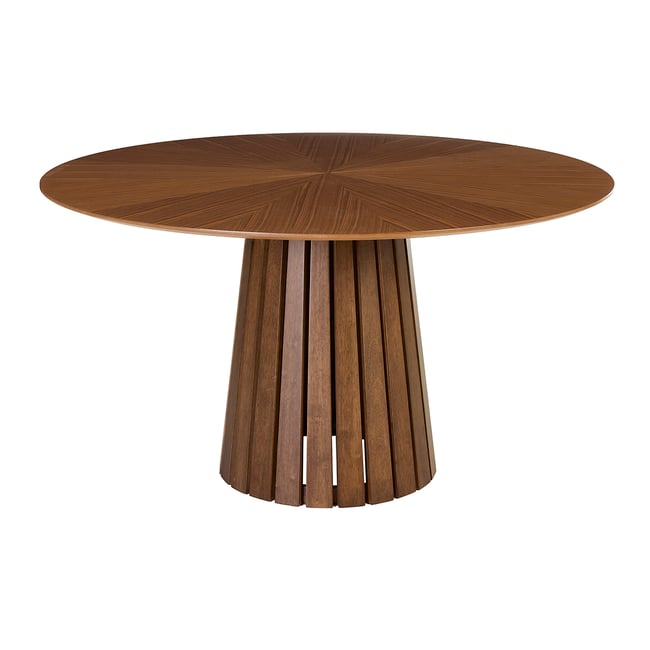 Table à manger ronde en bois foncé noyer D137 cm DITA Couleur noyer <span itemprop=
