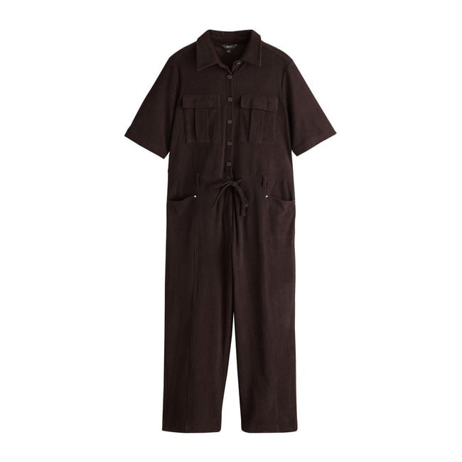 Combi-pantalon militaire en velours côtelé marron <span itemprop=