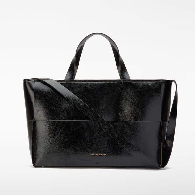 Sac Horizonte avec fermeture à glissière et texture craquelée noir <span itemprop=