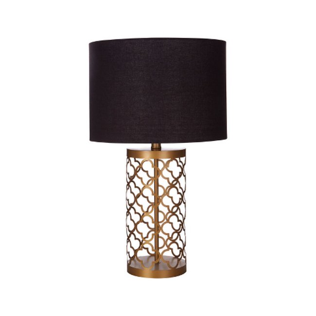 Cut-out Copper Lattice with Black Shade Table Lamp, copper, SO'HOME