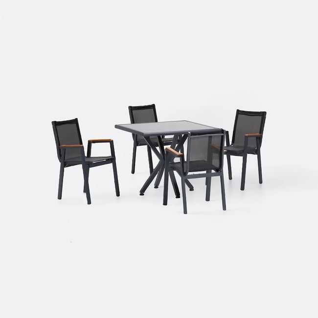 Комплект из садового столика и набора кресел, 5 шт Samara 2 / Samara 2 серый/ черный SO'HOME