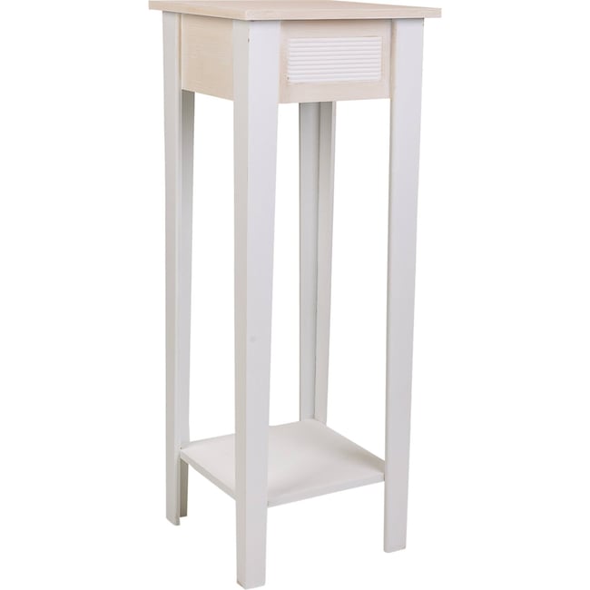 Sellette carrée en bois pour plante d'intérieur Couleur blanc effet bois blanchi <span itemprop=