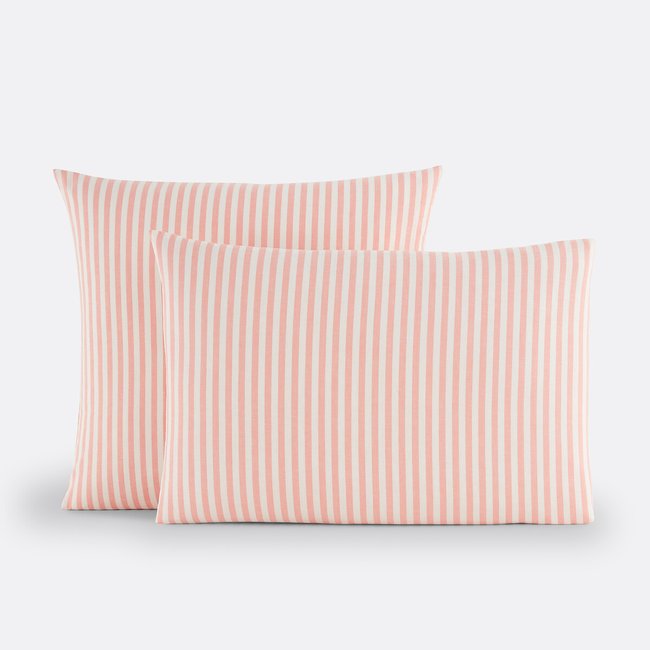 Funda de almohada de algodón, Soizic coral rayas coral <span itemprop=