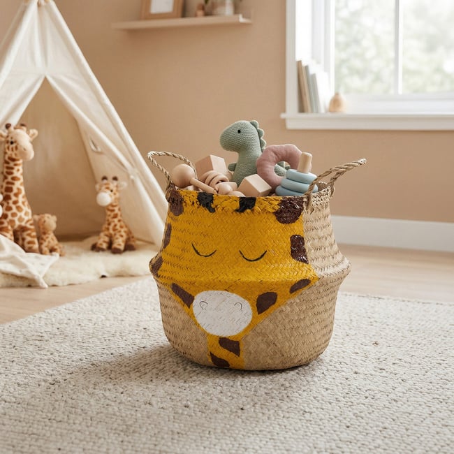 COMPACTOR - Panier de rangement  BELLY avec poignées - 30 x 30 x H.28 CM - Beige Couleur naturel <span itemprop=