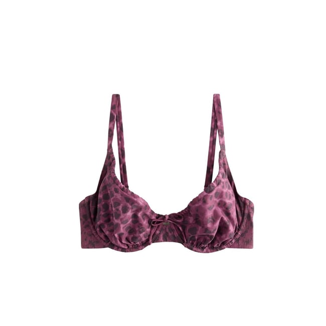 Haut de bikini non rembourré à armatures dd+ léopard rouge/noir <span itemprop=