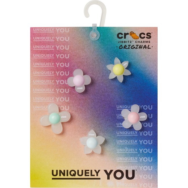 Lote de 5 Jibbitz Flores Iridescentes multicolor <span itemprop=