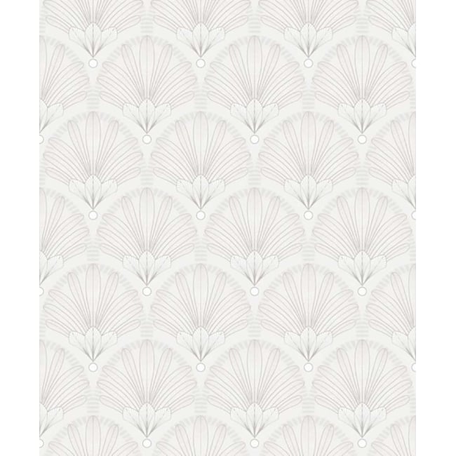 Papier peint éventails Art Nouveau blanc nacré Couleur blanc <span itemprop=
