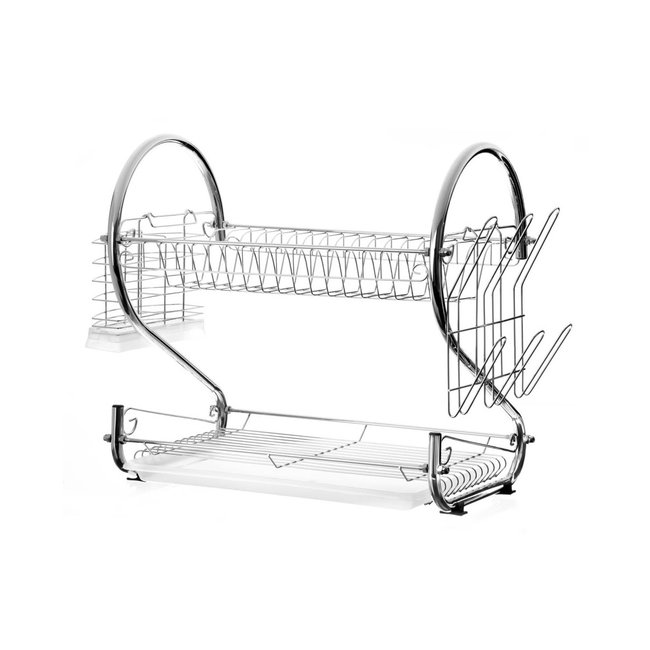 Égouttoir à Vaisselle 2 Étages Blanc chrome/inox <span itemprop=