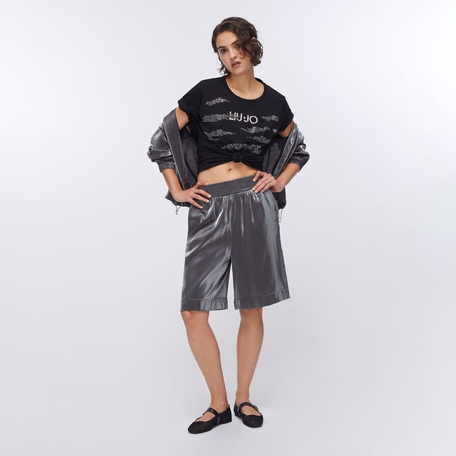 T-shirt avec strass noir liu jo <span itemprop=