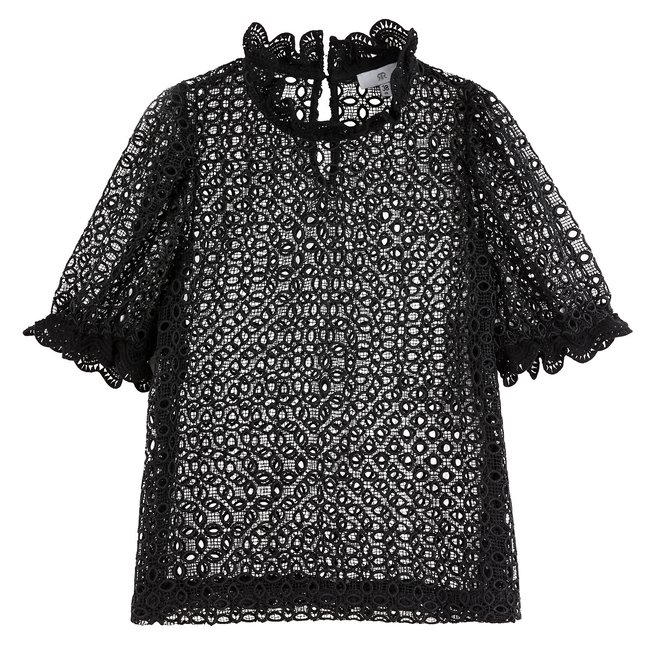 Bluse, Stehkragen, kurze Ärmel aus Guipure - LA REDOUTE COLLECTIONS