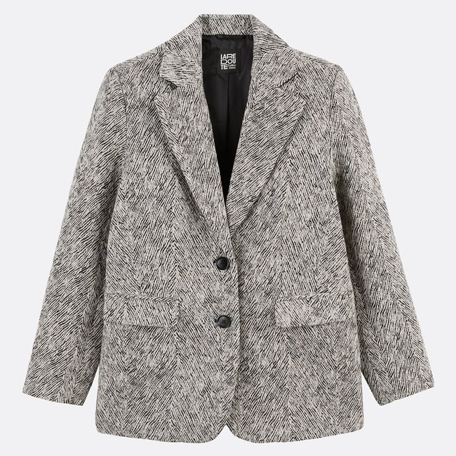 Blazer oversize, en jacquard zébré imprimé zèbre noir <span itemprop=