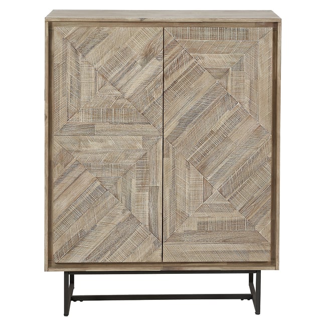 Industrial Parquet Bar Cabinet, natural, SO'HOME