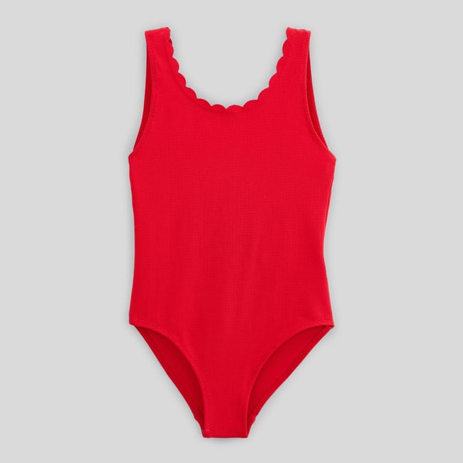 Maillot de bain 1 pièce uni cerise <span itemprop=