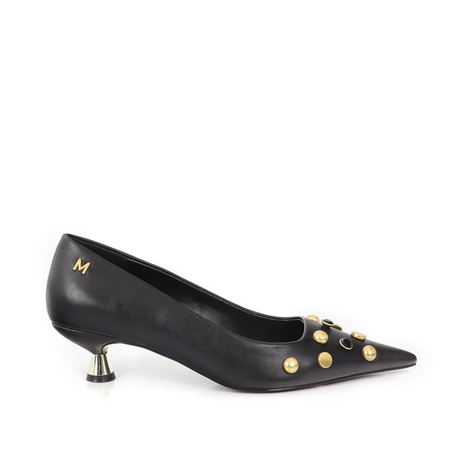 Escarpins à talon entonnoir à clous décoratifs noir <span itemprop=