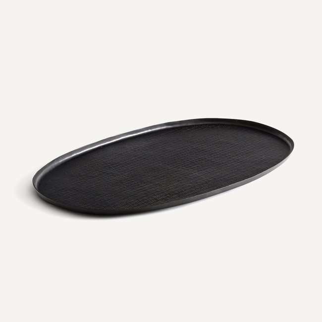 Ovales XXL-Tablett Besar aus Metall, 71 cm schwarz <span itemprop=