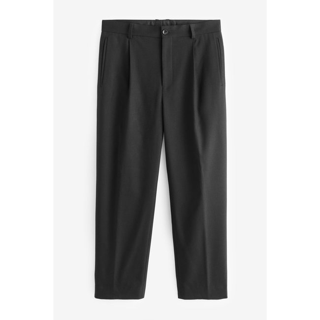 Pantalon de costume sans revers noir <span itemprop=