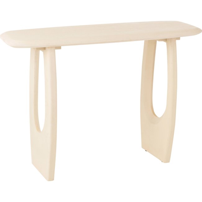 Console rectangulaire en bois de manguier Couleur blanc manguier finition beige clair <span itemprop=
