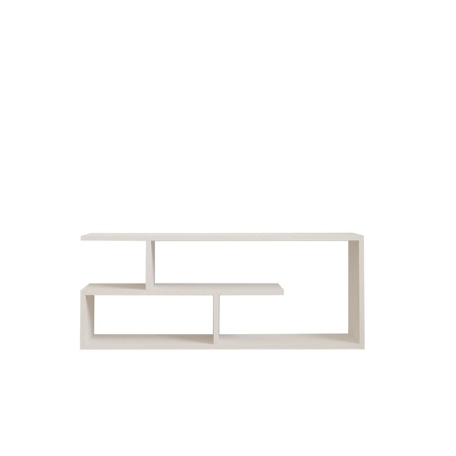 Meuble TV 2 niveaux design moderne RAPHAEL Couleur blanc <span itemprop=